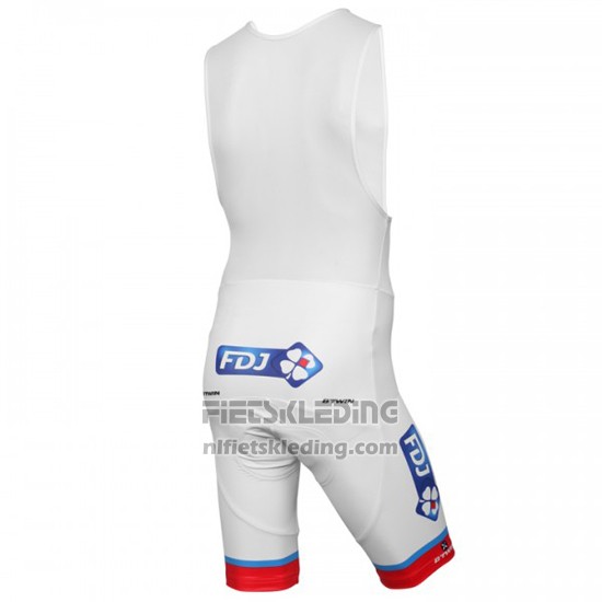 2016 Fietskleding FDJ Wit en Rood Korte Mouwen en Koersbroek